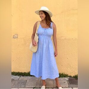 jcrew smocked linen dress XXS